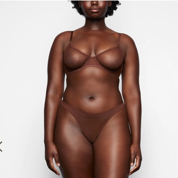 Skims 36A ULTRA FINE MESH UNDERWIRE SCOOP BRA Mahogany Brown NWT - Picture 4 of 6